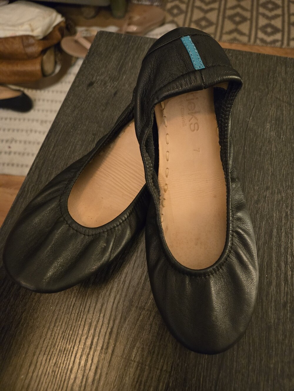 Tieks Black Leather Ballet Flats Size 7